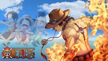 Картинка аниме one+piece огонь арт парень шляпа пламя
