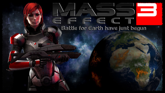 Обои картинки фото видео игры, mass effect 3, оружие, фон, взгляд, девушка