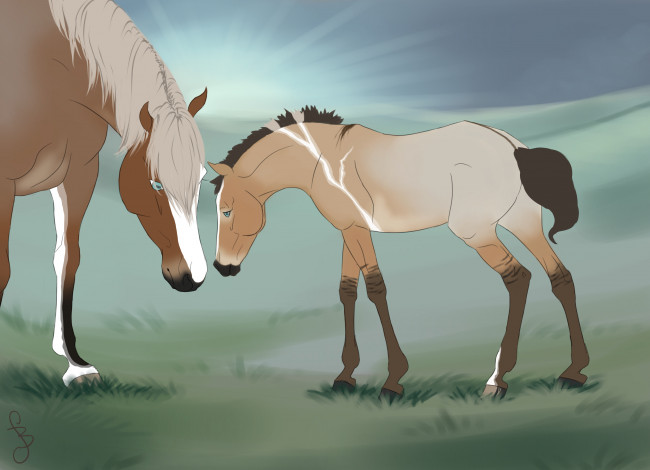 Обои картинки фото рисованное, животные,  лошади, лошадка, фон, лошадь