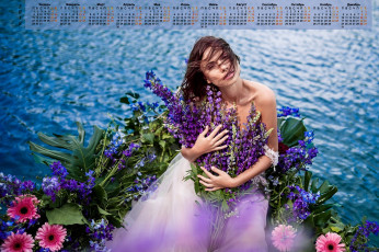 Картинка календари девушки цветы взгляд 2018 водоем