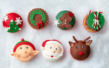 обоя праздничные, угощения, xmas, новый, год, merry, christmas, holiday, celebration, кексы, рождество, cupcake, decoration
