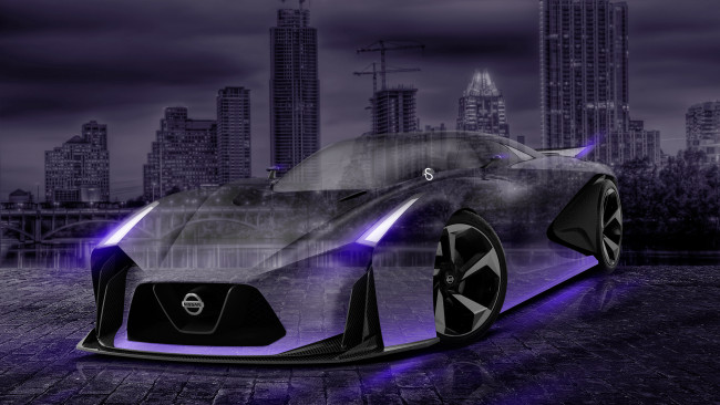 Обои картинки фото nissan gtr-2020 concept crystal city car 2015, автомобили, 3д, nissan, gtr-2020, concept, crystal, city, car, 2015