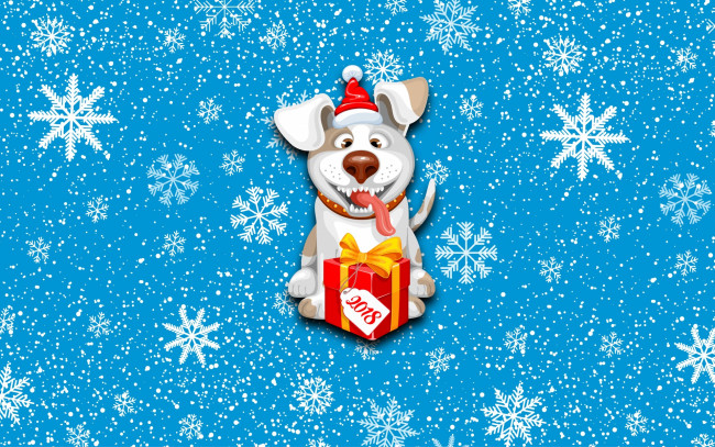 Обои картинки фото праздничные, векторная графика , новый год, праздник, 2018, год, собаки, минимализм, снег, подарок, зима, новый, фон, настроение, собака