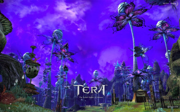 обоя видео игры, tera,  the exiled realm of arborea, цветы, постройки
