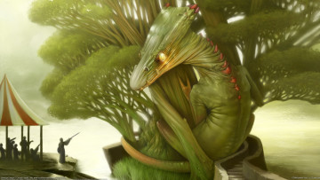 Картинка corrado+vanelli фэнтези драконы ящерица дракон corrado vanelli люди дерево