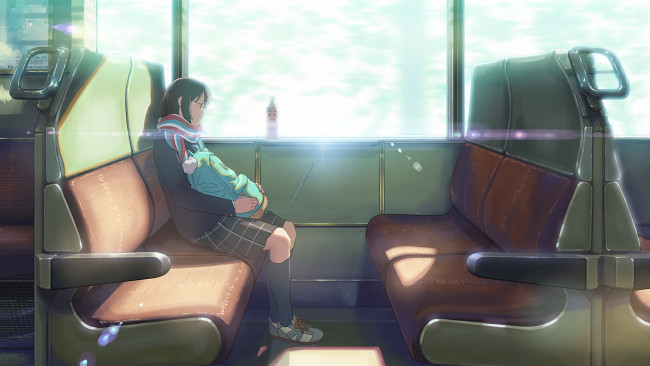 Обои картинки фото автор,  isai shizuka, аниме, unknown,  другое, поезд, девочка