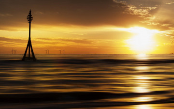 Картинка природа восходы закаты небо солнце облака закат ветряки море