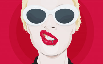 Картинка векторная+графика девушки+ girls блондинка пирсинг губы очки лицо