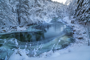 Картинка природа реки озера снег зима