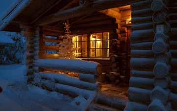 Картинка города -+здания +дома дом изба свет снег ёлка