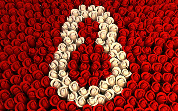 обоя праздничные, международный женский день - 8 марта, розы, восьмерка