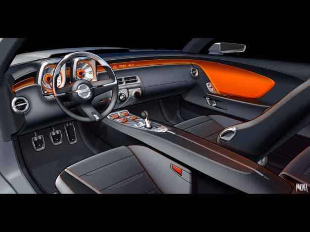 Обои картинки фото chevrolet, camaro, concept, drawing, interior, автомобили, интерьеры