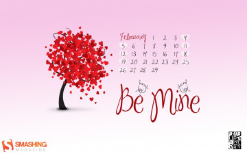 обоя календари, праздники, салюты, дерево, сердечки, день, влюбленных
