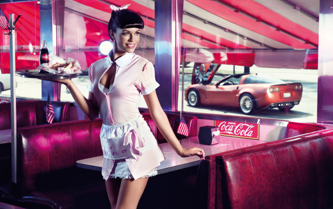 Обои картинки фото бренды, coca, cola, официантка