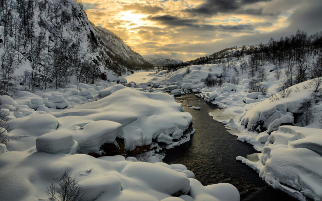 Обои картинки фото природа, зима, река, скалы