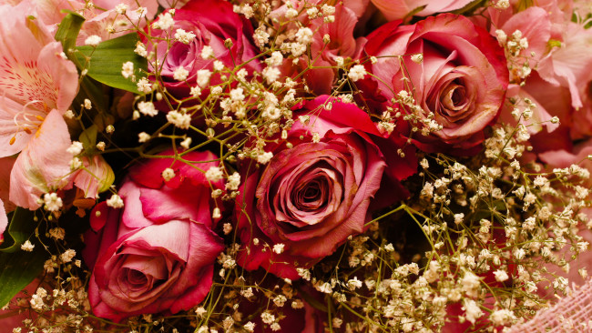 Обои картинки фото цветы, букеты, композиции, розы, лилии