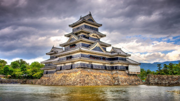 Картинка matsumoto+castle +japan города замки+Японии мацумото замок crow castle japan matsumoto вода ворона Япония
