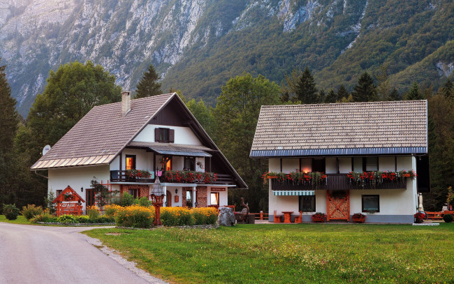 Обои картинки фото slovenia, города, - здания,  дома, домики, словения, julian, alps, юлийские, альпы