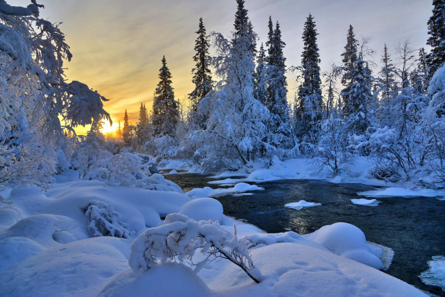Обои картинки фото природа, зима, север, заполярье, пейзаж, снег