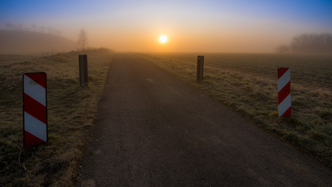Обои картинки фото природа, другое, дорога, утро, туман