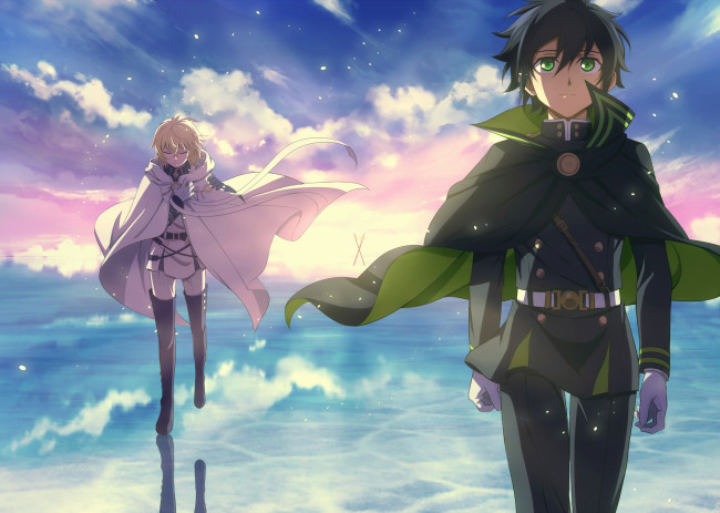 Обои картинки фото аниме, owari no seraph, микаэла, юичиро