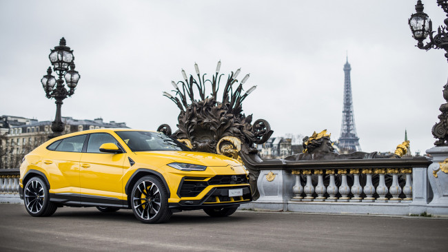 Обои картинки фото lamborghini urus 2019, автомобили, lamborghini, жёлтый, urus, 2019