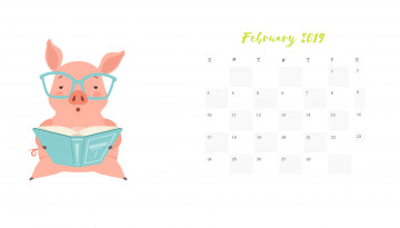 Картинка календари рисованные +векторная+графика поросенок книга свинья очки