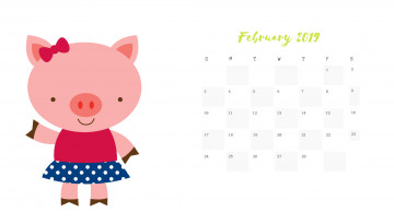 Картинка календари рисованные +векторная+графика свинья одежда платье поросенок