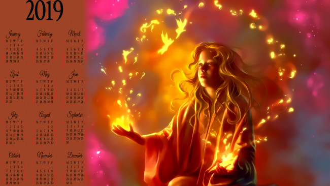 Обои картинки фото календари, фэнтези, магия, девочка