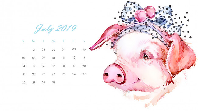 Обои картинки фото календари, рисованные,  векторная графика, поросенок, бант, свинья