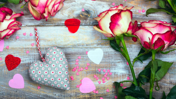 Картинка праздничные день+святого+валентина +сердечки +любовь розы сердечки
