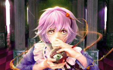 Картинка аниме touhou девушка розовые волосы глаз