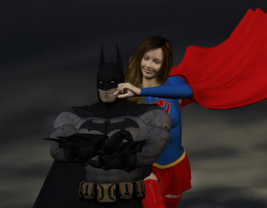 Картинка 3д+графика фантазия+ fantasy супермен фон взгляд девушка