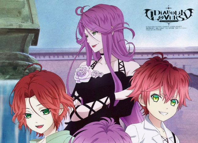 Обои картинки фото аниме, diabolik lovers, мама, вампиры, братья