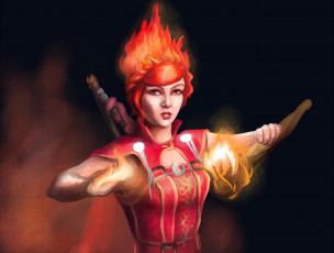 Картинка фэнтези магия стихия меч девушка огонь