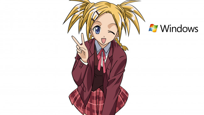 Обои картинки фото компьютеры, windows 7 , vienna, девушка, логотип, фон, взгляд