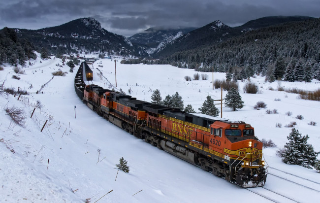 Обои картинки фото техника, поезда, снег, поезд