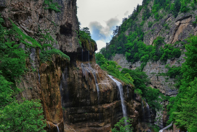 Обои картинки фото водопад, природа, водопады, горы, кавказ