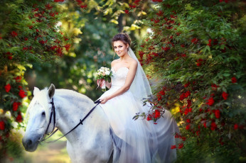 обоя девушки, -unsort , невесты, невеста, лошадь