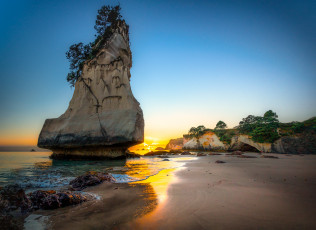 Картинка природа побережье закат скала