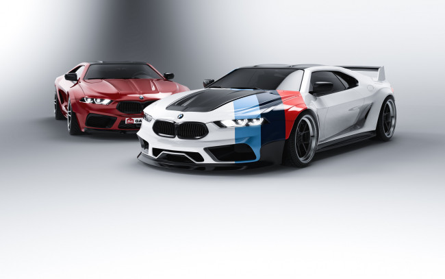 Обои картинки фото автомобили, 3д, bmw, m1, and, competition, modern, version