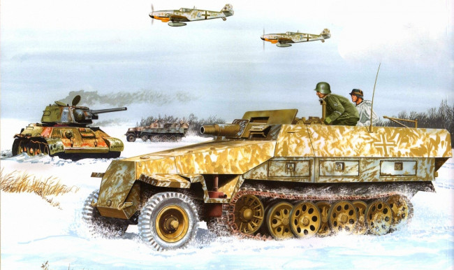 Обои картинки фото рисованные, армия, самолет, танк