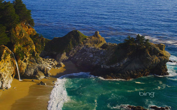 Картинка природа побережье море скалы водопад