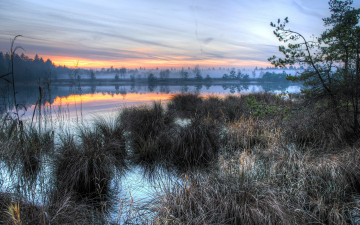 Картинка природа реки озера река трава тучи
