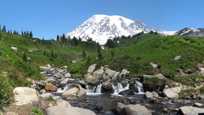 Обои картинки фото mount, rainier, national, park, washington, сша, природа, горы, парк