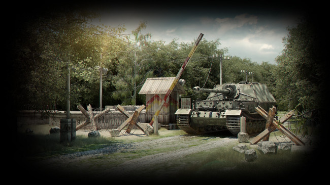 Обои картинки фото world, of, tanks, видео, игры, мир, танков, шлагбаум, переезд, танк, дорога