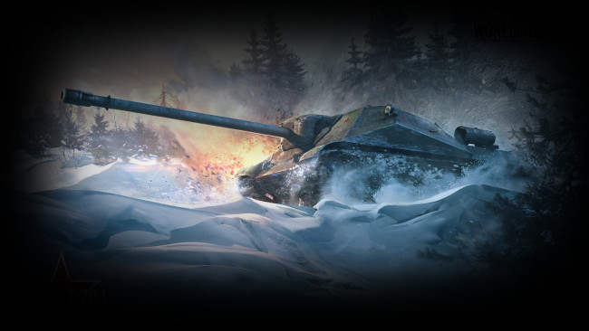 Обои картинки фото world, of, tanks, видео, игры, мир, танков, зима, снег, танк