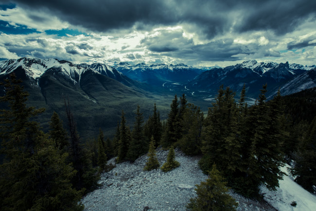 Обои картинки фото banff, canada, природа, горы, снег, лес, парк