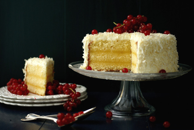 Обои картинки фото еда, пирожные, кексы, печенье, торт, красная, смородина