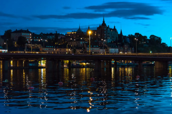 Картинка города стокгольм+ швеция мост река стокгольм огни дома ландшафт ночь